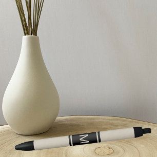 Preta Caneta Personalizada Monogramada em Tan