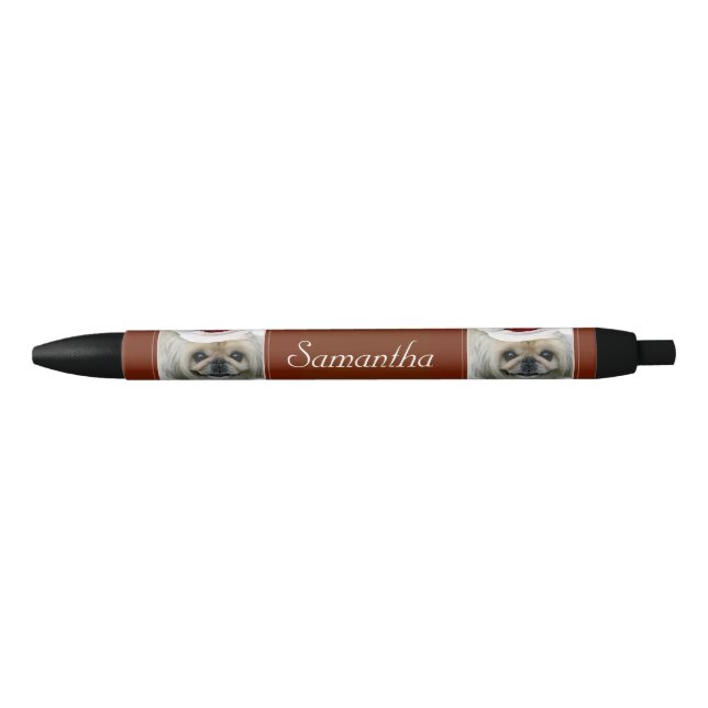 Preta Caneta personalizada Pekingese do Natal (Frente)