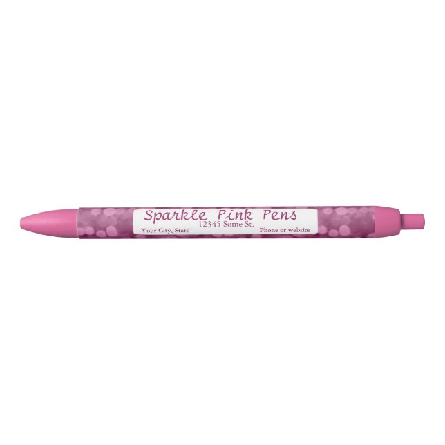 Preta Caneta Personalizada Rosa Sparkle (Frente)