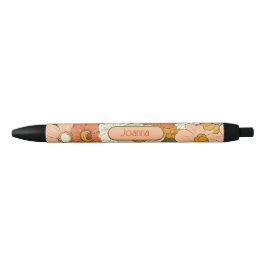 Preta Caneta Personalizável Floral do Groove Laranja Ret