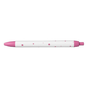 Preta Caneta Polkadot Rosa Vibrante