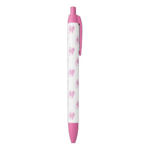 Preta Caneta Rosa Com Corações