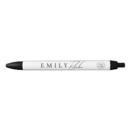 Preta Caneta Simples para Negócios Moderna Com Logotipo