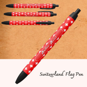 Preta Caneta Suíça Personalizada, Bandeira Suíça, Suíça