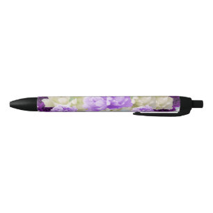 Preta Caneta Tinta Floral Roxa