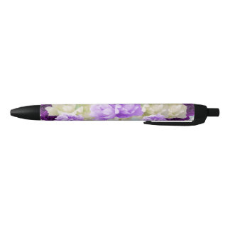 Preta Caneta Tinta Floral Roxa