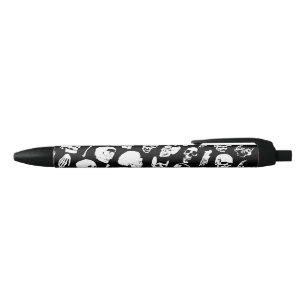 Preta Caneta Vintage Gothic Skulls