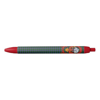 Preta Clan Galbraith Tartan Caneta com Crest