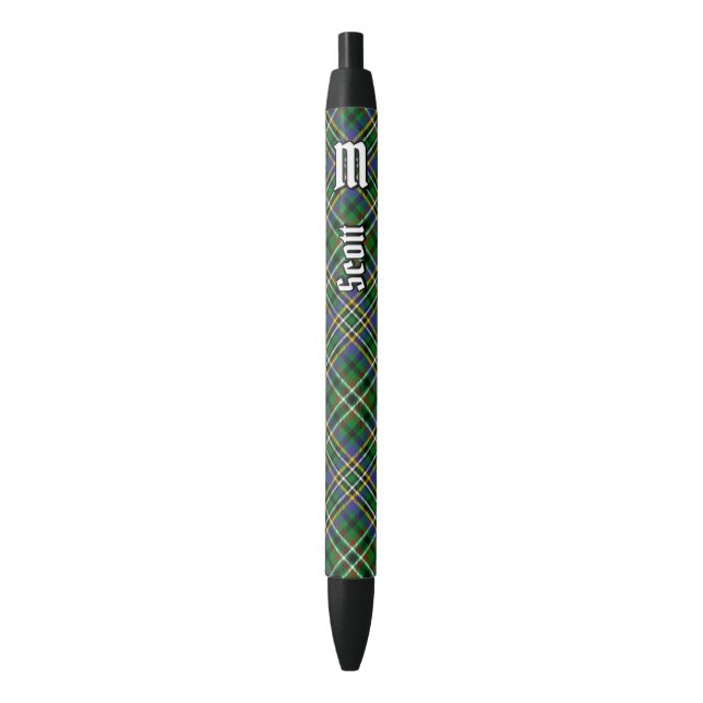 Preta Clan Scott Green Tartan Ink Caneta (Frente Vertical)