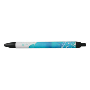 Preta Design Caneta de Arte Azul no Oceano Branco