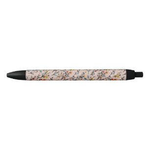 Preta Dusty Rosa Boho Floral Watercolor Caneta Básica