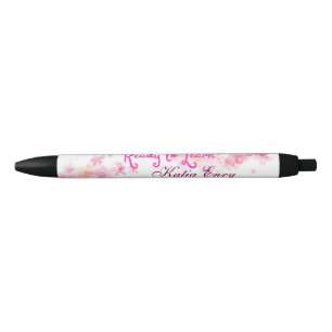 Preta Élégant floral personalizada caneta negra