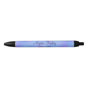 Preta Faux Iridescente Foil Elegante Nome Caneta de Tint