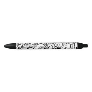 Preta Ferro floresce Caneta personalizada