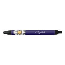 Ilustração Floral Daisy da Moda Caneta Navy