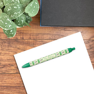 Preta Livros e Caneta Verde Planta com Nome
