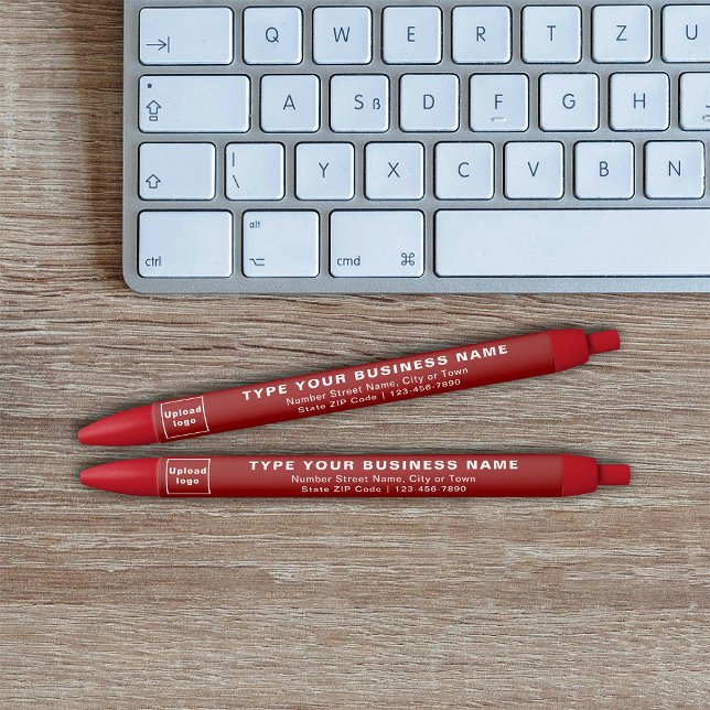 Preta Marca Comercial Vermelha em Caneta Tinta (Ink pen with red barrel and your business brand)
