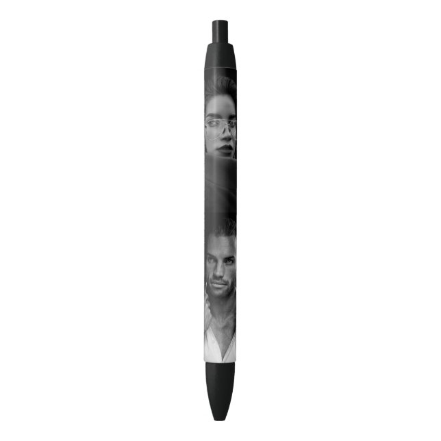 Preta Modelo de Caneta com 2 Fotos Personalizadas (Frente Vertical)