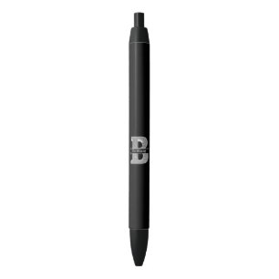 Preta Monograma Personalizado Prata Inicial Caneta B