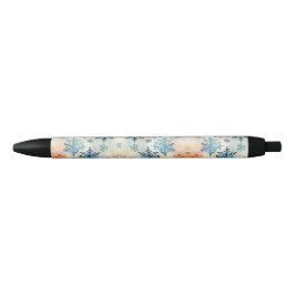 Preta Padrão de Flocos de Neve Vintage - Caneta Tinta Pr