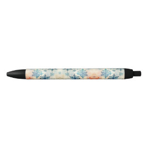 Preta Padrão de Flocos de Neve Vintage - Caneta Tinta Pr