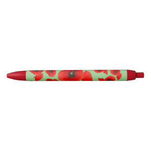 Preta Papagaios vermelhos com apetite. Caneta de cores