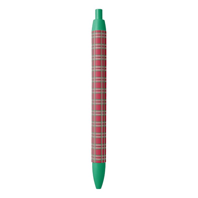 Preta Presente de Caneta de Natal com Xadrez Vermelho pa (Frente Vertical)
