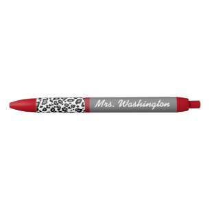 Preta Presente de Caneta do professor-leopardo vermelho