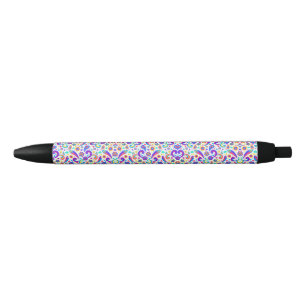 Preta Uma caneta com um padrão floral vibrante no seu co
