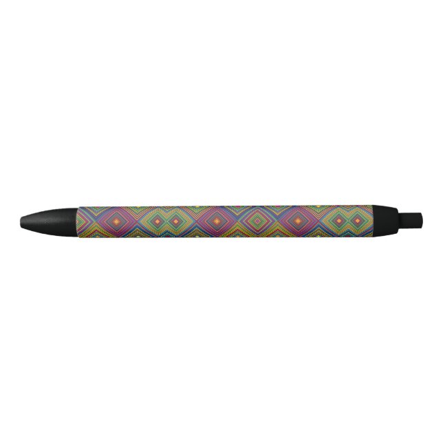 Preta Uma caneta com um padrão geométrico colorido (Frente)