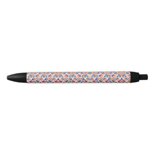Preta Uma caneta com um padrão geométrico colorido