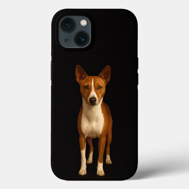 Preto 4 Luxe iPhone 13, Cachorro Basenji Chique (Verso)