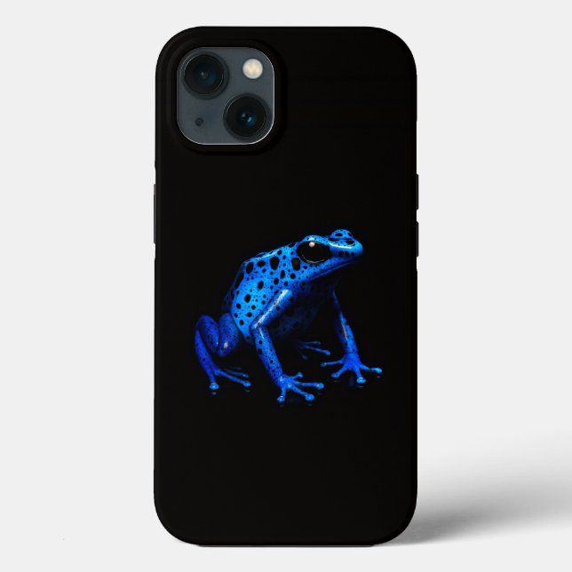 Preto 4 Luxe iPhone 13 Case, Sapo azul elétrico (Verso)