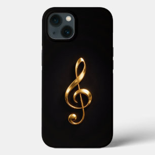 Preto 4 Luxe iPhone 13, Treble Clef Dourado