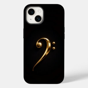 Preto 4 Luxe iPhone 14 Mate, Clave de Sol Dourada