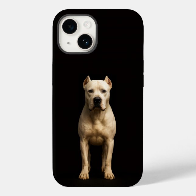 Preto 4 Luxe iPhone 14 Mate, Dogo Argentino Ousado (Verso)