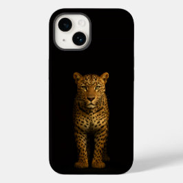 Preto 4 Luxe iPhone 14 Mate, Leopardo Majestoso