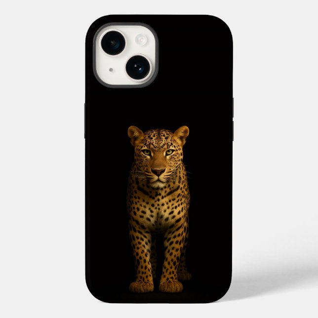 Preto 4 Luxe iPhone 14 Mate, Leopardo Majestoso (Verso)