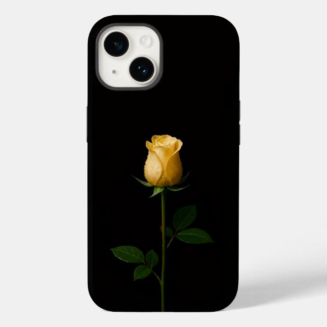 Preto 4 Luxe iPhone 14 Mate, Rosa Amarela Iluminad (Verso)