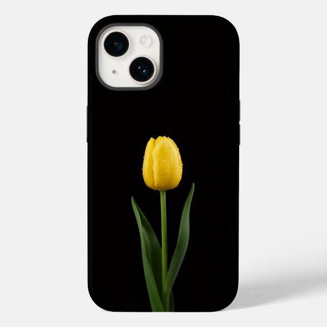 Preto 4 Luxe iPhone 14 Mate, Tulipa Dourada (Verso)