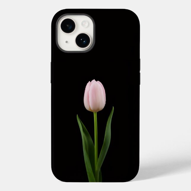 Preto 4 Luxe iPhone 14 Mate, Tulipa Rosa Bege (Verso)