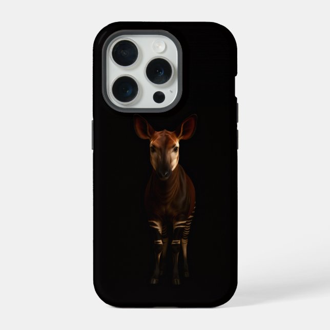 Preto 4 Luxe iPhone 15 Pro Mate Floresta Okapi (Verso)