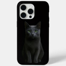 Preto 4 Luxe iPhone 15 Pro Max, Gato Azul Russo
