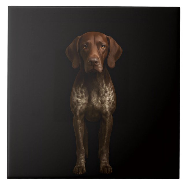 Preto 4 Luxo Azulejo com Cão Pointer Alemão (Frente)
