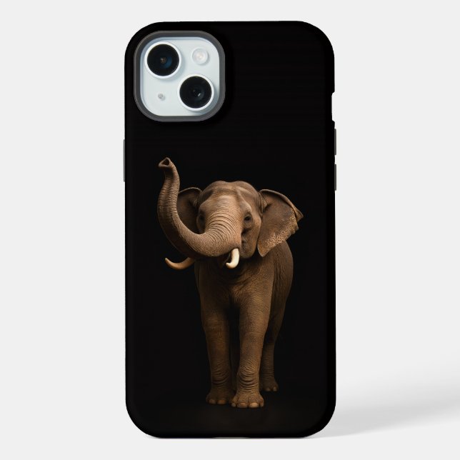 Preto 4 Luxo, Elefante Poderoso iPhone 15 Plus (Verso)