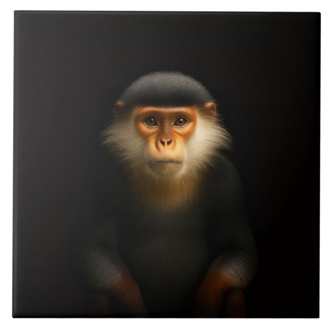 Preto 4 Luxo Telha com Langur-de-perna-vermelha (Frente)