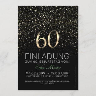 Preto “Áureo 60” convites 60. Aniversário