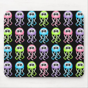 Preto bonito Mousepad das medusa do arco-íris