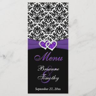 Preto, Branco, Damasco Roxo, Menu Casamento de Cor