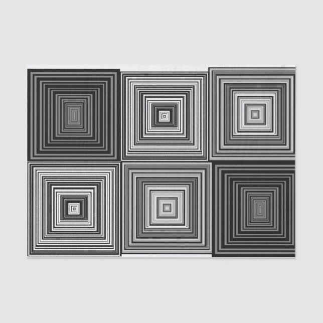 Preto, branco e cinzas esquadra o lenço de papel (Frente )